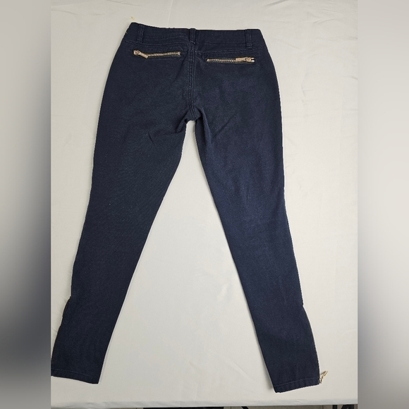 Michael Kors Size 2 Navy Blue Skinny Pants Gold Zippers - Picture 3 of 9